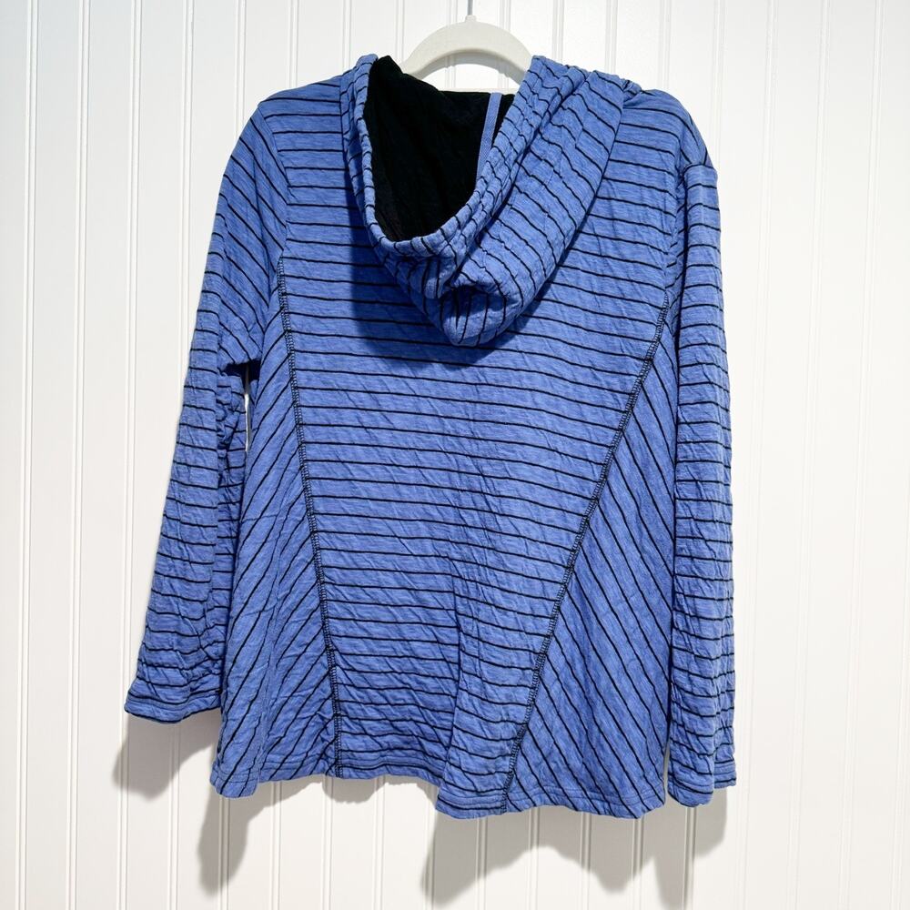 Escape Habitat Blue Striped Cotton Hooded Jacket Size Medium - Picture 6 of 6